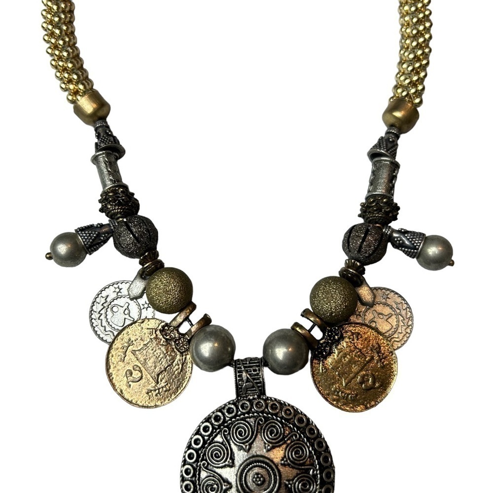Mixed Medal Necklace w/Adjustable Lobster Claw Closure - Picture 4 of 8